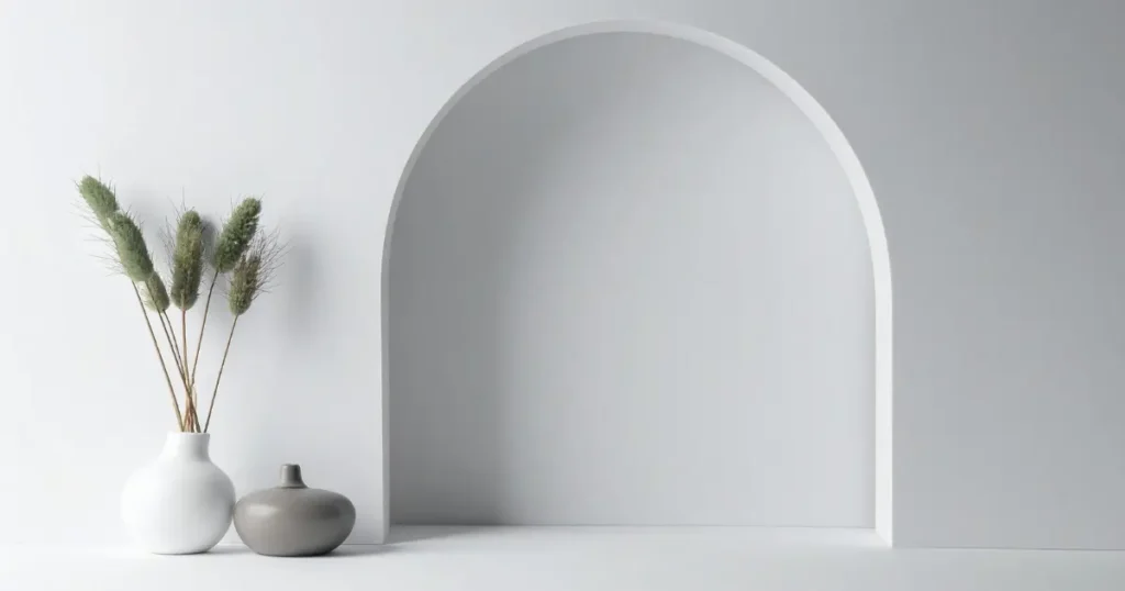 Arco minimalista en tonos claros, simbolizando apertura, flexibilidad y una relación más auténtica con la vulnerabilidad